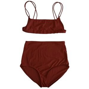 ACNE STUDIOS Hellira minimalist bikini set top high waist bottoms in Halla Red